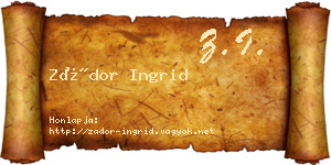 Zádor Ingrid névjegykártya